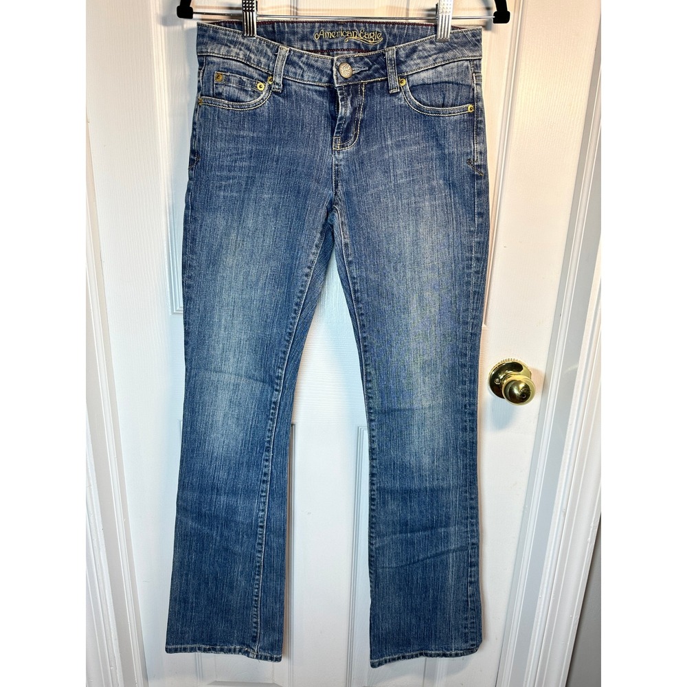 American Eagle Denim Jeans Low Rise Bootcut Stretch‎ Blue Women's Size 2L